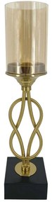 Κηροπήγιο Πλεκτό 15-00-23954 11x11x45cm Gold-Black Marhome Metal, Glass