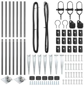 vidaXL Πό posts φράχτη 7 pcs Γκρι Ø32mm 140 εκ Γαλβανισμένος χάλυβας