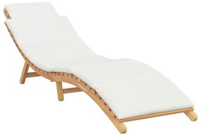 vidaXL Ξαπλώστρα Κρεμ λευκό 188 x 55 x 59 εκ. Μασίφ ξύλο teak