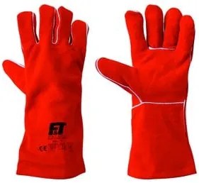 Ft-Safety 0790 Βαμβακερά Γάντια Εργασίας Δερμάτινα Ηλεκτροσυγκολλητή Κόκκινα XL