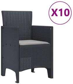 vidaXL Σέτ φαγητού για κήπο 11 pcs Ανθρακί Πολυπροπυλένιο