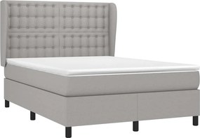 vidaXL Κρεβάτι Boxspring με Στρώμα Ανοιχτό Γκρι 140x200 εκ. Υφασμάτινο