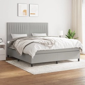 Κρεβάτι Boxspring με Στρώμα Ανοιχτό Γκρι 180x200 εκ. Υφασμάτινο