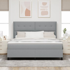 vidaXL Κρεβάτι με Στρώμα Γκρι Ανοιχτό 180x200 εκ. Υφασμάτινο