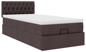 vidaXL Οθωμανικό κρεβάτι με στρώμα σκούρο καφέ 90x190cm ύφασμα