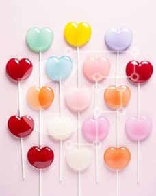 Σετ των 2 Intra Συλλεκτικό Ξύλινο Παζλ Plywood  4mm - Πολύχρωμα γλειφιτζούρια σε σχήμα καρδιάς Σε Ξύλινο Κουτί - Διαστάσεις: 10x10 cm – 25 κομμάτια