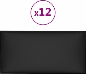 vidaXL Κεφαλάρι Τοίχου 12 pcs 30 x 15 cm Μαύρο ύφασμα