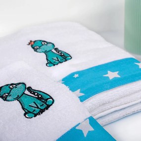 Παιδικές Πετσέτες (Σετ 2τμχ) Dimcol Dinosaur 180 White-Sky Blue