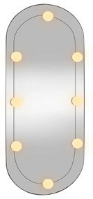 Καθρέφτης Τοίχου Οβάλ με Φώτα LED 30x80 εκ. από Γυαλί - Ασήμι