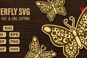 Σετ των 2 Intra απο ξύλο plywood 3mm-4mm πάχος πεταλούδας και κοπής CNC Δίασταση 20x30 cm INTRAFABR-98741744