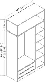Τριφυλλη Ντουλαπα με Πατάρι Λευκο LARE 255 52x135x235