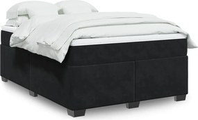 vidaXL Κρεβάτι Boxspring με Στρώμα Μαύρο 160x200 εκ. Βελούδινο