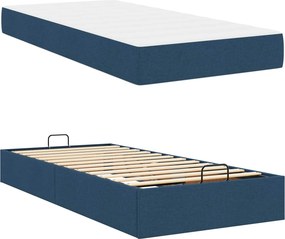 vidaXL Σκελετός κρεβατιού με στρώμα 2 pcs Μπλε ύφασμα