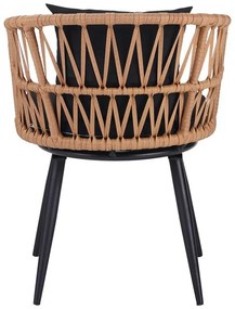 Καρέκλα - Πολυθρόνα Naoki pe rattan -metal σε Φυσικό με μαύρα πόδια/μαξιλάρι 62x60x80 εκ. 62x60x80 εκ.