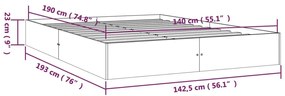 Πλαίσιο Κρεβατιού 140 x 190 εκ. από Μασίφ Ξύλο - Καφέ