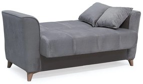 Kαναπές κρεβάτι Asma pakoworld 2θέσιος βελουτέ γκρι ποντικί 156x76x85εκ