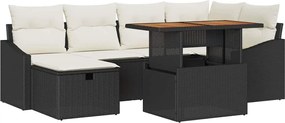 vidaXL Σετ Καναπέ Κήπου 7 pcs Μαύρο συνθετικό ρατάν
