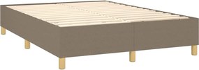 vidaXL Κρεβάτι Boxspring με Στρώμα &amp; LED Taupe 140x190 εκ. Υφασμάτινο