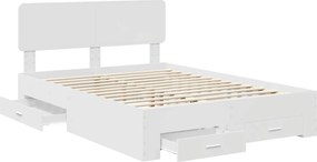 vidaXL Σκελετός Κρεβατιού Λευκό 140 x 190 cm Επεξεργασμένο ξύλο