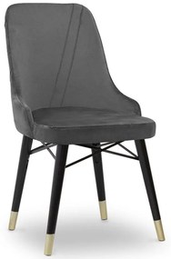 Καρέκλα Τραπεζαρίας Floria 0222818 54x48x91cm Grey-Black Velvet, Wood
