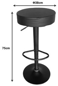 Σκαμπό μπαρ Dianors πτυσσόμενο pu μαύρο-βάση μαύρο μέταλλο 38x38x75εκ 2αδα 38x38x75 εκ.