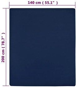 Σεντόνι Με Λάστιχο Μπλε 140 x 200 εκ. Βαμβακερό Ζέρσεϊ - Μπλε