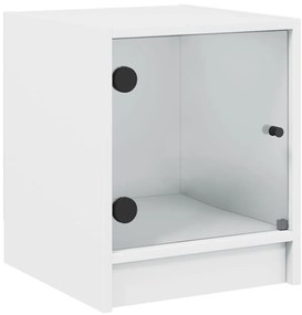 vidaXL Κομοδίνο με Γυάλινη Πόρτα Λευκό 35x37x42 εκ.