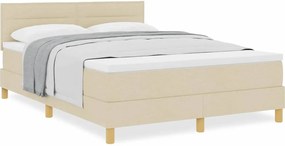 vidaXL Κρεβάτι με ελατήρια με μαξιλάρι Κρεμ 140 x 200 cm ύφασμα