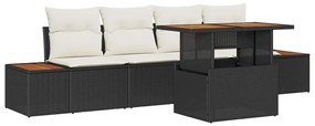 vidaXL Σετ Καναπέ Κήπου με αποθήκευση 5 pcs Μαύρο Πολυ ράταν