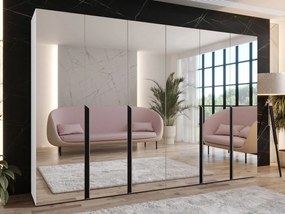 Ντουλάπα Mila II Εξάφυλλη-Λευκό - Μαύρο