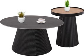 ΣΕΤ 2ΤΜΧ ΤΡΑΠΕΖΙΑ ΣΑΛΟΝΙΟΥ DUNCAN HM21081 MDF ΚΑΙ ΚΕΡΑΜΙΚΟ TOP Φ80εκ & Φ45εκ