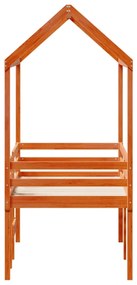 vidaXL Κρεβάτι Υπερυψωμένο με Οροφή Καφέ 75x190 εκ. Μασίφ Ξύλο Πεύκου