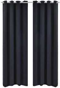 Κουρτίνες συσκότισης Μεταλλικοί κρίκοι 2 τμχ Μαύρο 135x245cm