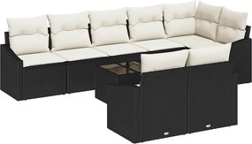 vidaXL Σετ Καναπέ με μαξιλάρι 9 pcs Μαύρο συνθετικό ρατάν