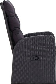 vidaXL Σετ Τραπεζαρίας Κήπου 3 Τεμαχίων Μαύρο με Μαξιλάρια