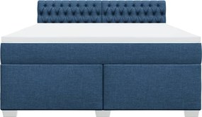 vidaXL Κρεβάτι Boxspring με Στρώμα Μπλε 180x200 εκ. Υφασμάτινο