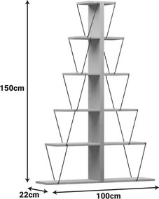 Βιβλιοθήκη mini Tars pakoworld λευκό 100x22x150εκ