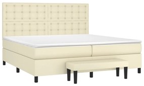 vidaXL Κρεβάτι Boxspring με Στρώμα Κρεμ 200x200 εκ. Συνθετικό Δέρμα