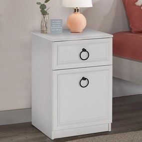 Κομοδίνο Hampton Megapap χρώμα λευκό 40x38x63εκ.