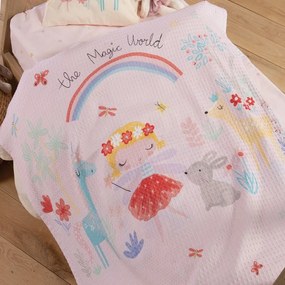 Κουβέρτα Βρεφική Πικέ Magic World Pink Nef-Nef Κούνιας 110x150cm 100% Cotton