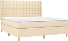 vidaXL Κρεβάτι Boxspring με Στρώμα Κρεμ 180x200 εκ. Υφασμάτινο