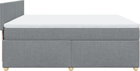 vidaXL Κρεβάτι Boxspring με Στρώμα Ανοιχτό Γκρι 200x200 εκ. Υφασμάτινο