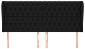 Κεφαλάρι με Πτερύγια Μαύρο 183x23x118/128 εκ. Υφασμάτινο - Μαύρο