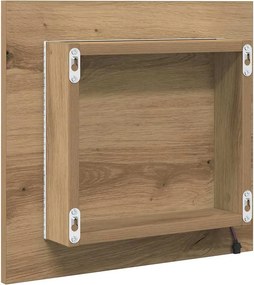 vidaXL Καθρέφτης μπάνιου LED Artisan Oak 40 x 37 x 8.5 εκ.