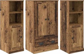 vidaXL Highboard με συρτάρι 3 pcs Παλιό Ξύλο Επεξεργασμένο ξύλο