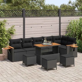 vidaXL Σετ Καναπέ Κήπου 10 pcs Μαύρο συνθετικό ρατάν