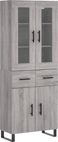 vidaXL Ντουλάπι Γκρι Sonoma 69,5 x 34 x 180 εκ. Επεξεργασμένο Ξύλο