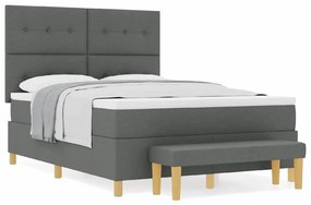 vidaXL Κρεβάτι με ελατήρια με στρώμα Σκούρο γκρι 160 x 200 cm ύφασμα