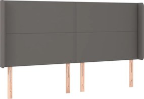 vidaXL Κρεβάτι Boxspring με Στρώμα &amp; LED Γκρι 200x200 εκ. Συνθ. Δέρμα