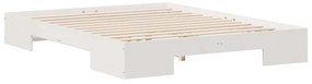 vidaXL Κρεβάτι δαπέδου Λευκό 160 x 200 cm Μασίφ ξύλο πεύκου